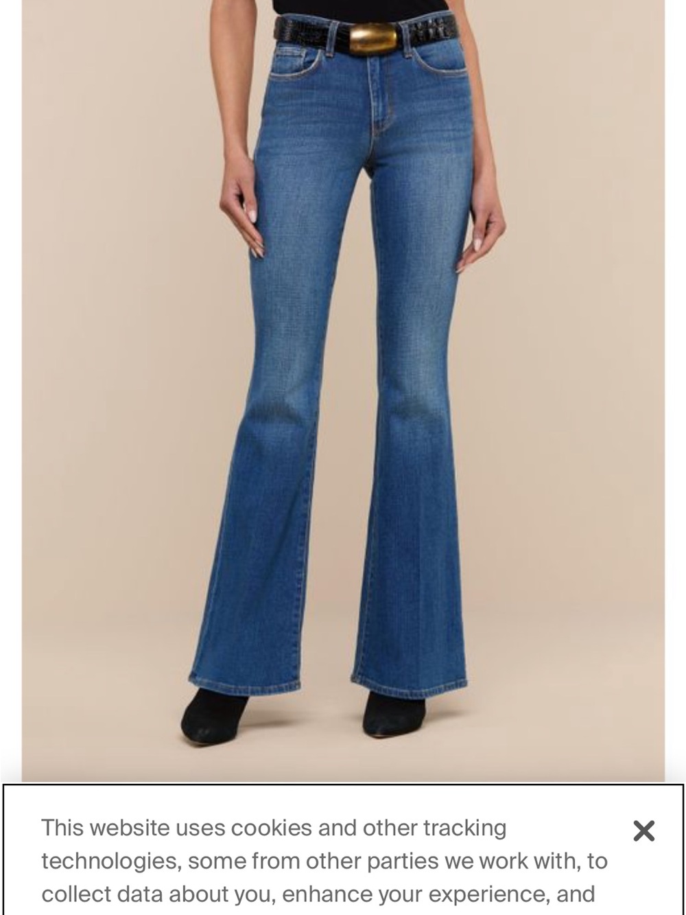 L'AGENCE Medium Blue High-Rise Flare Jeans